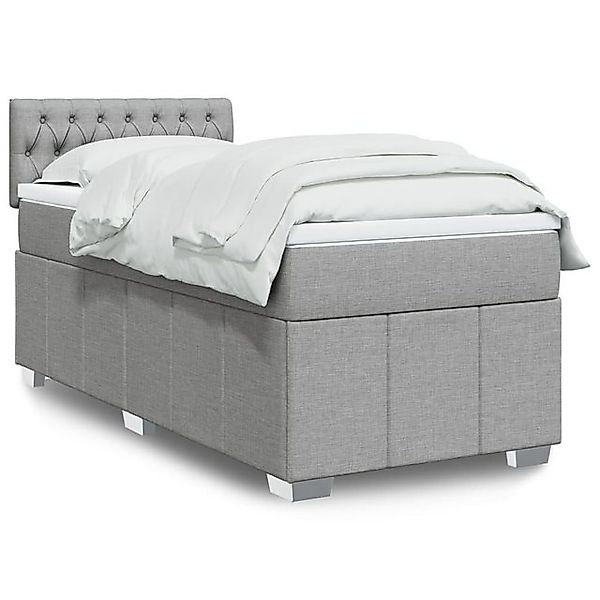 vidaXL Bettgestell Boxspringbett mit Matratze Hellgrau 90x200 cm Stoff Bett günstig online kaufen