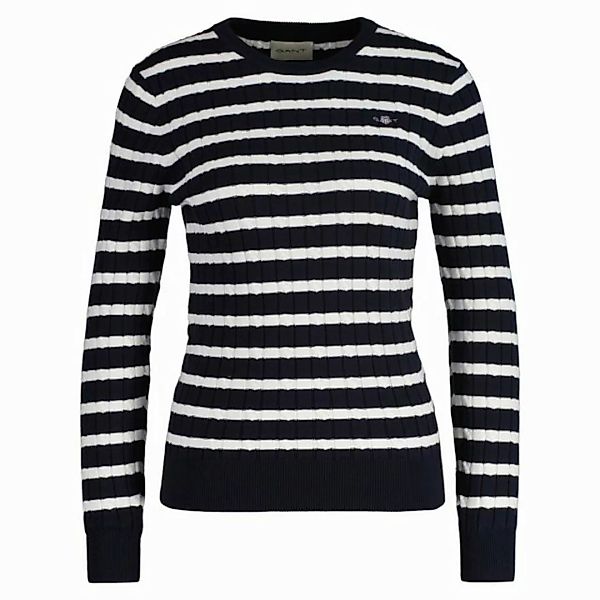 Gant Rundhalspullover STRETCH COTTON CABLE STRIPE C-NECK günstig online kaufen