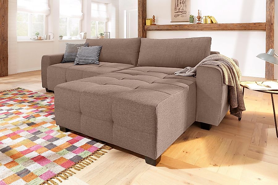 Home affaire Ecksofa "Bella L-Form, B: 254 cm" mit 2 Zierkissen, optional B günstig online kaufen