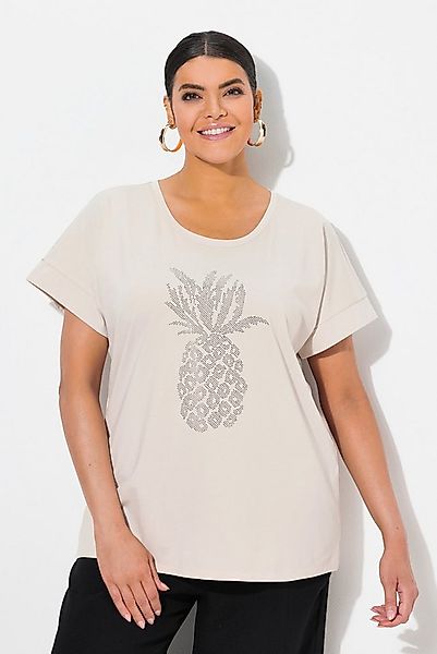 Ulla Popken T-Shirt T-Shirt Zierstein-Ananas Oversized Rundhals günstig online kaufen