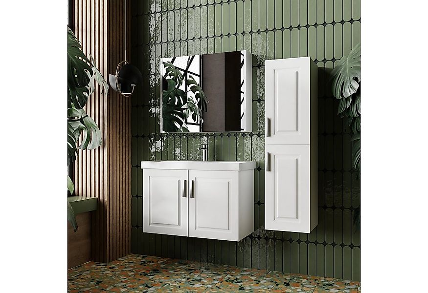 Karen Badmöbel-Set Badmöbel Set Arin Weiß 60, (Komplett-Set, 3-Teilig (Unte günstig online kaufen