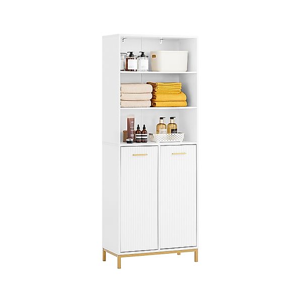SoBuy Hochschrank Breiter Badschrank mit Wäschesack Wäscheschrank Weiß BZR1 günstig online kaufen