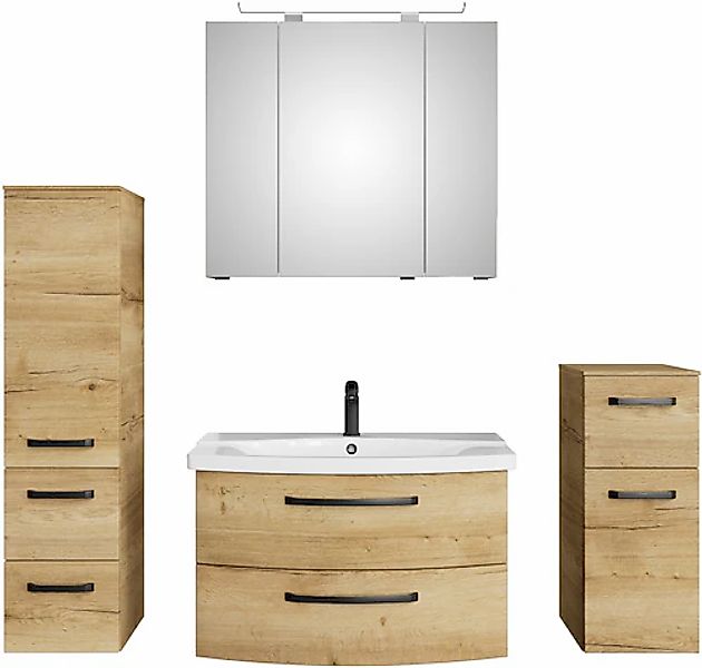 Saphir Badmöbel-Set »Serie 4010 4-teilig Keramik-Waschtisch mit LED-Spiegel günstig online kaufen