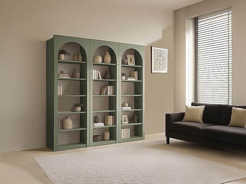 Set aus 3 Bücherregalen mit 6 Fächern – Kaki – CYMORA günstig online kaufen