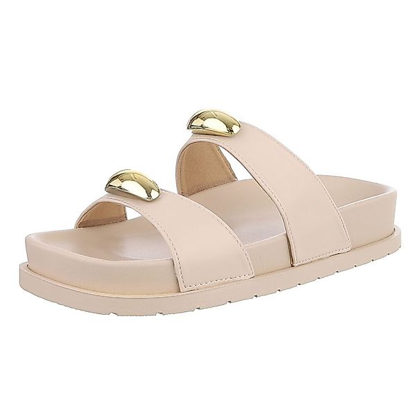 Ital-Design Bequeme Damen-Sandalen mit goldenen Details günstig online kaufen