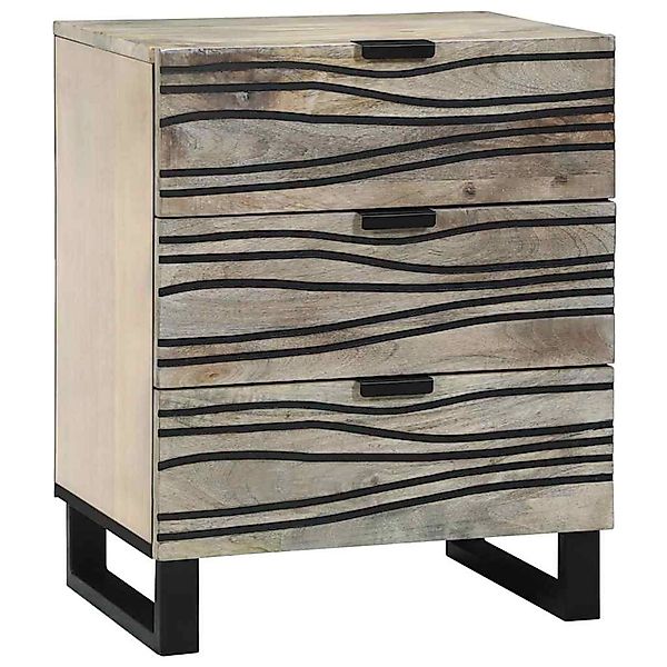 vidaXL Nachttisch Weiß und Schwarz 50 x 33 x 60 cm Massives Mangoholz 40179 günstig online kaufen