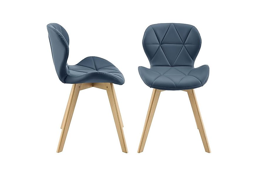 en.casa Esszimmerstuhl, »Älmhult« 4er Set Stuhl 78x47x52 cm Kunstleder Blau günstig online kaufen