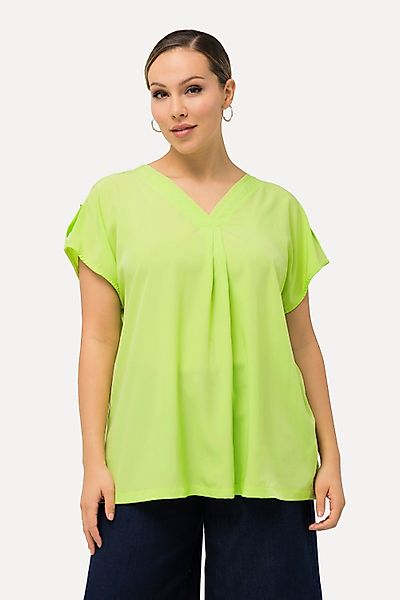 Ulla Popken Druckbluse Bluse Oversized V-Ausschnitt günstig online kaufen