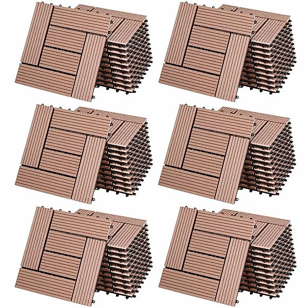 Casaria Holzfliesen 66x Mosaik Terrakotta, Terrassenfliesen günstig online kaufen
