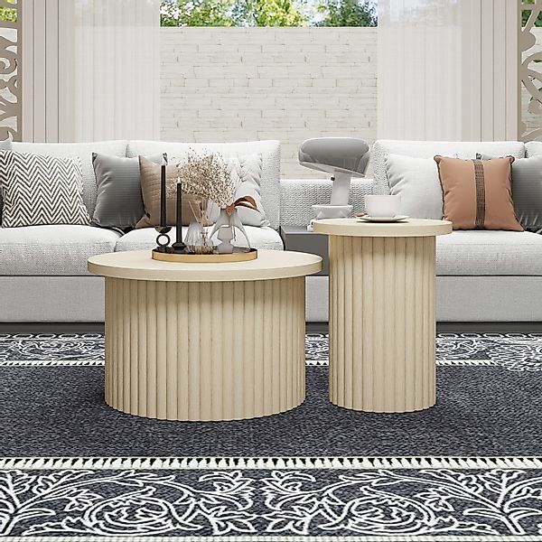 OKWISH Couchtisch Wohnzimmertisch Sofatisch (Runder Beistelltisch günstig online kaufen