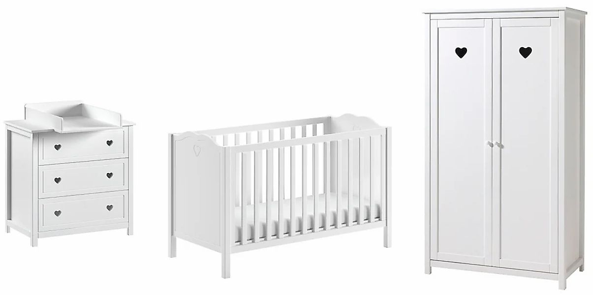 Vipack Babyzimmer-Komplettset "Amori Set 4-tlg. mit nostalgischer Herz-Opti günstig online kaufen