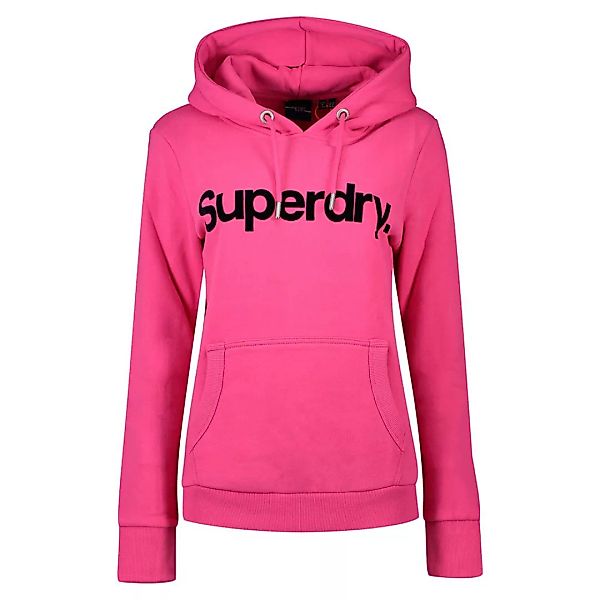 Superdry Core Logo Flock Kapuzenpullover XS Hot Pink günstig online kaufen