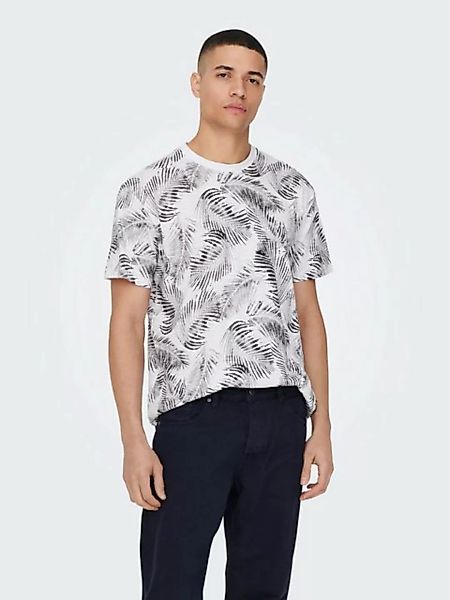 ONLY & SONS T-Shirt Tropisch Print T-Shirt Kurzarm Shirt aus Baumwolle ONSP günstig online kaufen
