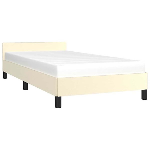 vidaXL Bett Bettgestell mit Kopfteil ohne Matratze Creme 90x200 cm günstig online kaufen