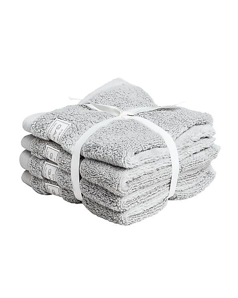GANT Gästetuch, Organic Premium Towel, 4er Pack - 30x30 cm, Frottee Hellgra günstig online kaufen