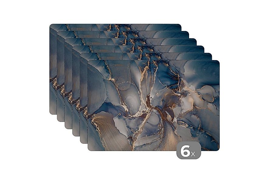 MuchoWow Platzset Marmor - Grau - Blau - Luxus - Gold, (6-St), Platzsets, T günstig online kaufen