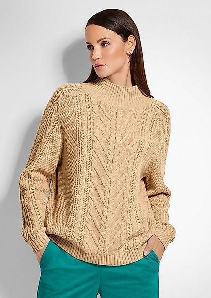 MADELEINE Strickpullover Stehkragen-Pullover mit Zopfmuster Reiskorn- und Z günstig online kaufen