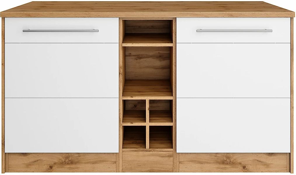 KOCHSTATION Kücheninsel "KS-Wien" Breite 153 cm, MDF-Fronten, Flaschenregal günstig online kaufen