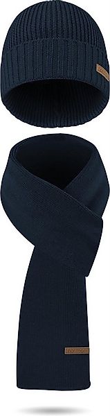 normani Strickmütze Winterset aus Merinowolle Schal und Mütze glatt günstig online kaufen