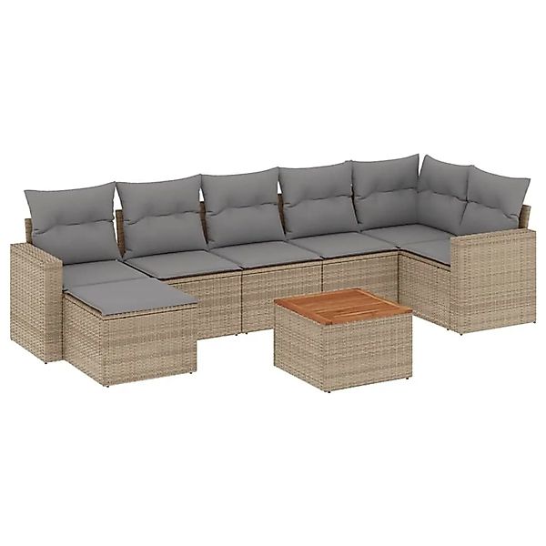 vidaXL 8-Tlg Garten-Sofagarnitur mit Kissen Beige Poly Rattan 3224232 günstig online kaufen