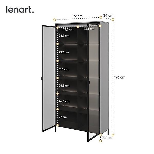 Friderik-EU Glasvitrine Trend TR-07 Vitrine Glas zweitürige mit Regalen und günstig online kaufen