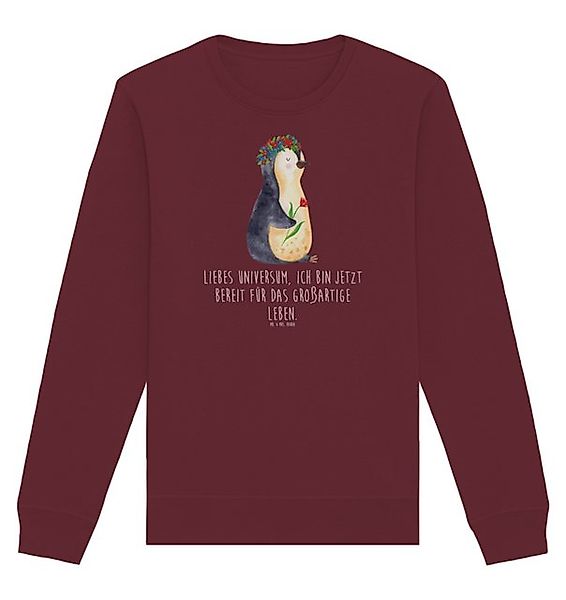 Mr. & Mrs. Panda Longpullover Pinguin Blumen Größe L - Burgundy - Geschenk, günstig online kaufen