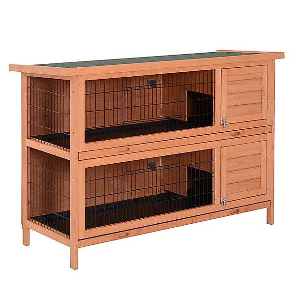 PawHut Kaninchenstall Tannenholz Kleintierhaus Orange 136,4cm x 50cm x 93cm günstig online kaufen