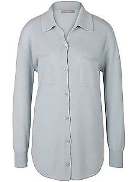 Strickhemd Polo-Kragen Peter Hahn blau günstig online kaufen