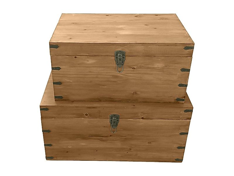 2er-Set Koffer - Tannenholz & MDF - 70 x 46 x 35 cm & 60 x 38 x 30 cm - Hol günstig online kaufen