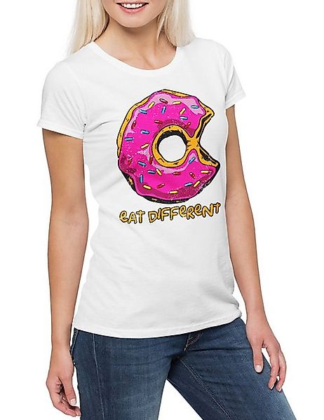 Urban Backwoods Print-Shirt Eat Different II Damen T-Shirt Donut Fun Comput günstig online kaufen