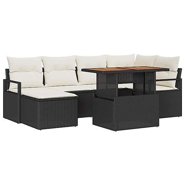 vidaXL Garten-Sofa-Set mit Speicher 7-Tlg Schwarz Poly Rattan 3358469 günstig online kaufen
