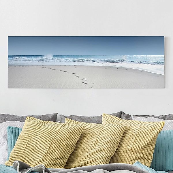 Leinwandbild - Panorama Spuren im Sand günstig online kaufen