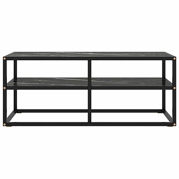 Tv-schrank Schwarz Mit Schwarzer Marmor-optik Glas 100x40x40 Cm günstig online kaufen