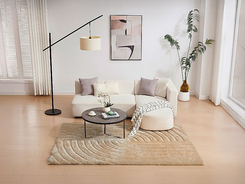 Hochflorteppich mit Reliefstruktur - 200 x 290 cm - Dunkelbeige - MERISA günstig online kaufen