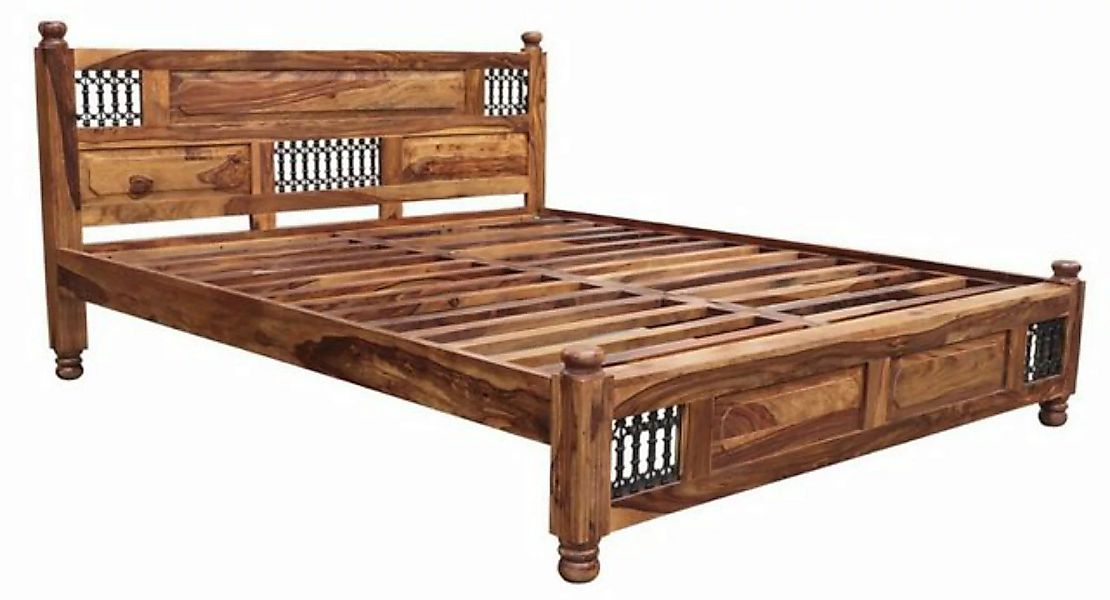 Indischesmoebelhausde Massivholzbett Bett Jali 180x200 aus indischem Sheesh günstig online kaufen