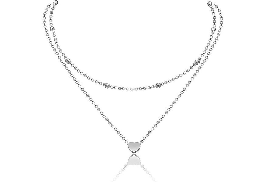 LuxusKollektion Herzkette Damen Layered Kette Silber Rosegold Gold Multilay günstig online kaufen