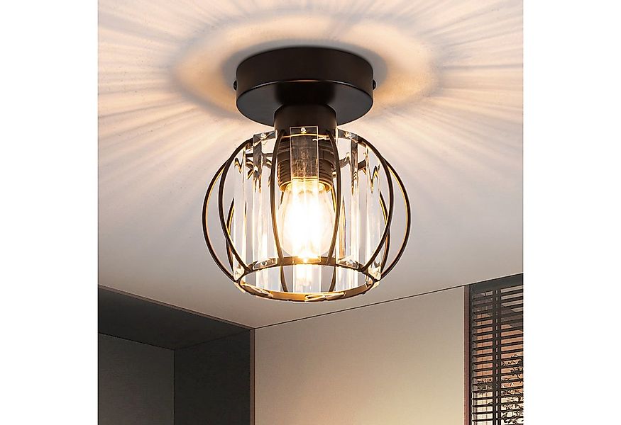 ZMH Deckenleuchte Whonzimmer Schwarz Kristall Modern Deckenleuchte E27 Vint günstig online kaufen