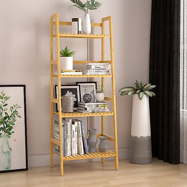 Casaria Standregal, Bambus 4 Ebenen 123x48x32cm Massiv 40kg Belastbarkeit N günstig online kaufen