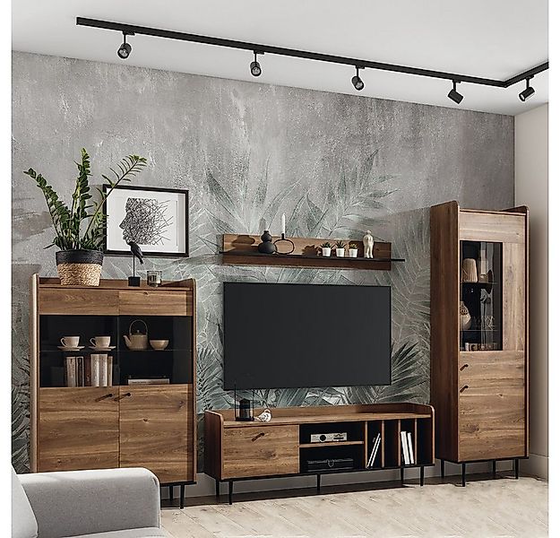 Lomadox Wohnzimmer-Set VAREDO-132, (Mega-Spar-Set, 4-St., 4-tlg), Eiche Nb. günstig online kaufen