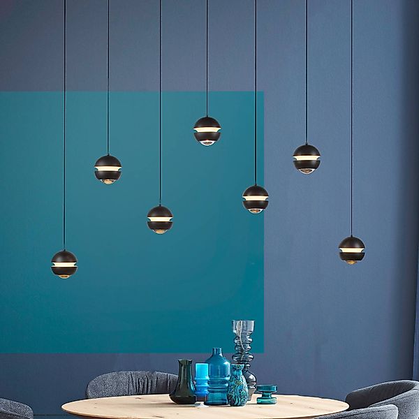 SCHÖNER WOHNEN LED-Hängelampe Lini schwarz 7-fl. lang 3.000K günstig online kaufen