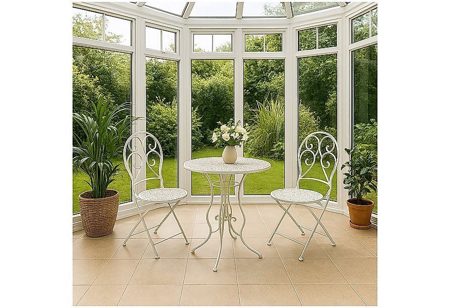 HTI-Line Balkonset Tischgruppe Lani Weiß, (Set, 3-tlg., 1x Tisch, 2x Stühle günstig online kaufen