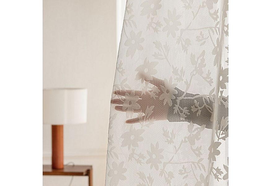 BTTO V&G Schiebegardine 2 Stück Gardinen Jacquard-Fenstergitter,Halbtranspa günstig online kaufen