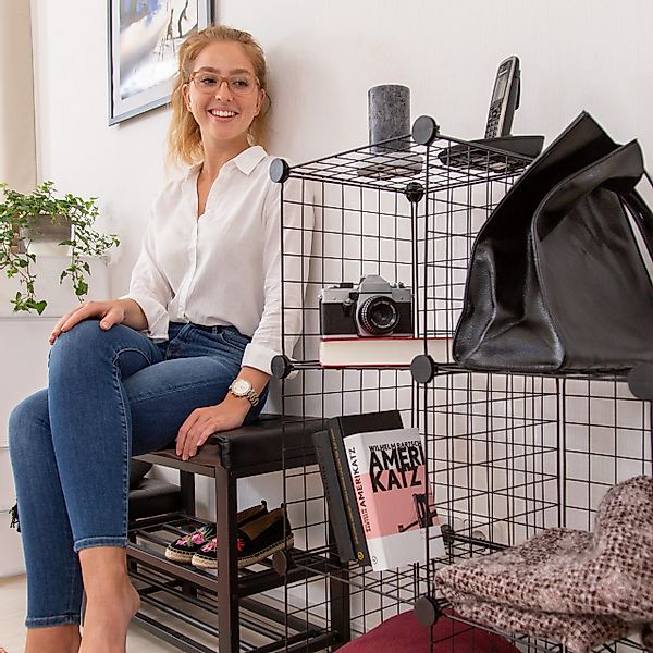 relaxdays Steckregal Regalsystem Drahtgitter 6 Fächer, günstig online kaufen