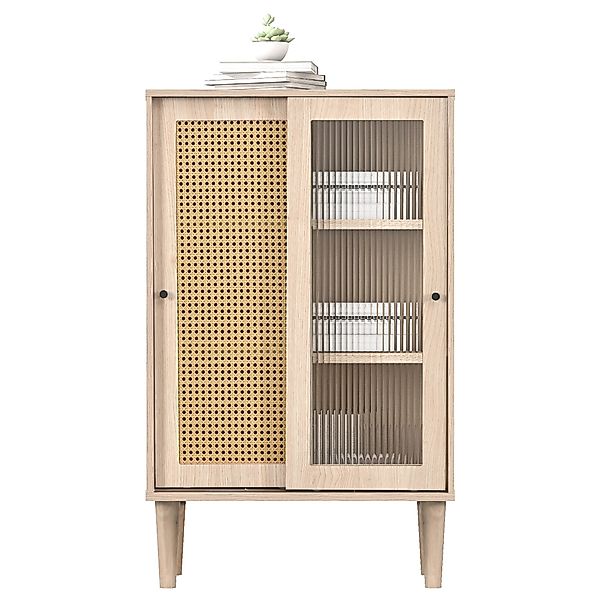 Merax Highboard, mit Glastür und Rattangeflecht,Vitrine günstig online kaufen