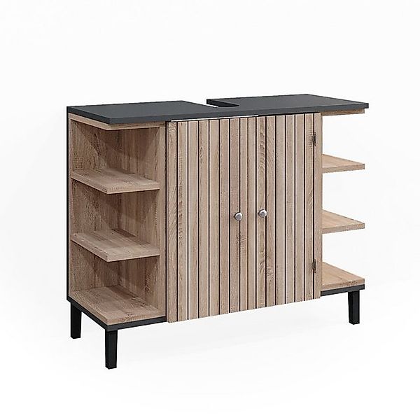 Vicco Waschbeckenunterschrank Aquis Sonoma/Anthrazit 80 x 64 cm mit 2 Türen günstig online kaufen
