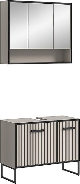 welltime Badmöbel-Set »Locri, Breite 80 cm, Rillenoptik, Metallkufen« 2 Stk günstig online kaufen