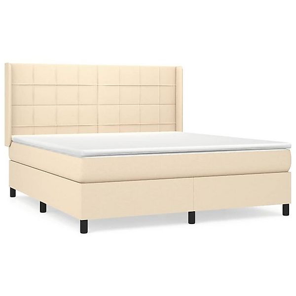 vidaXL Boxspringbett Boxspringbett mit Matratze Creme 160x200 cm Stoff Bett günstig online kaufen