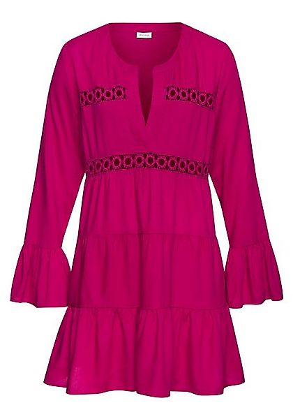 LASCANA Longbluse mit Spitzeneinsätzen, Tunika, Blusenkleid, Strandmode günstig online kaufen