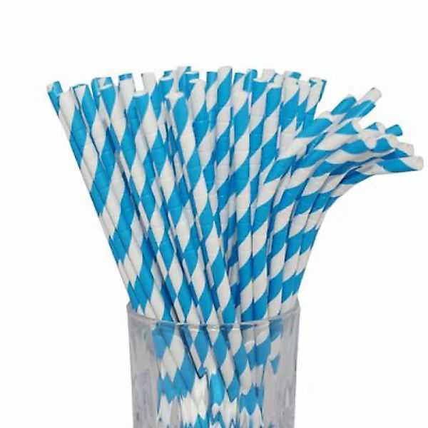 LUXENTU Papier-Trinkhalm hellblau/weiß gestreift mit Knick 100 Stück Trinkh günstig online kaufen