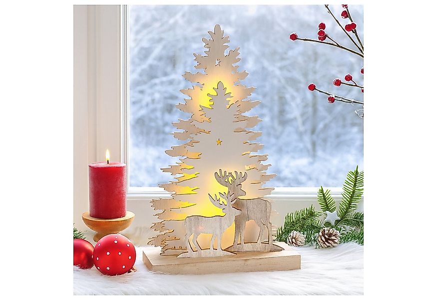 HTI-Living Weihnachtsfigur Beleuchtete Weihnachtsszene Rehe im Winterwald ( günstig online kaufen